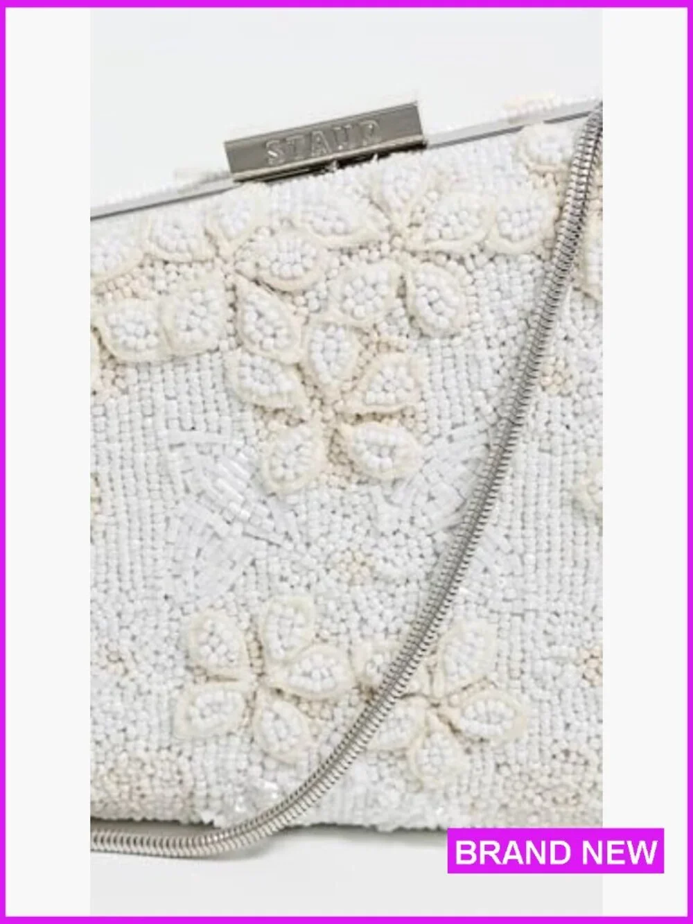 Beaded Clutch Floral Embellished Evening Bag Optional Strap Asymmetrical Chic